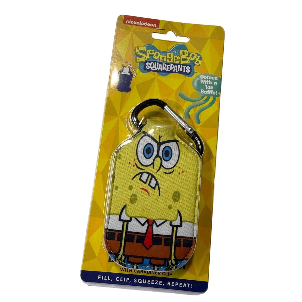 Spongebob Squarepants Hand Sanitizer Holder with 1oz Bottle and Carabiner Clip